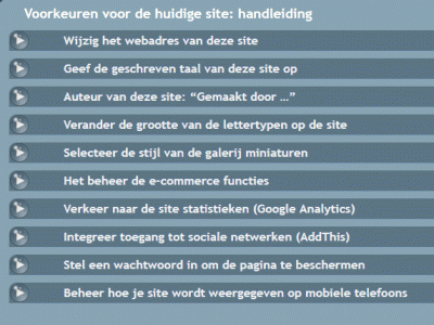 Het menu Site-instellingen